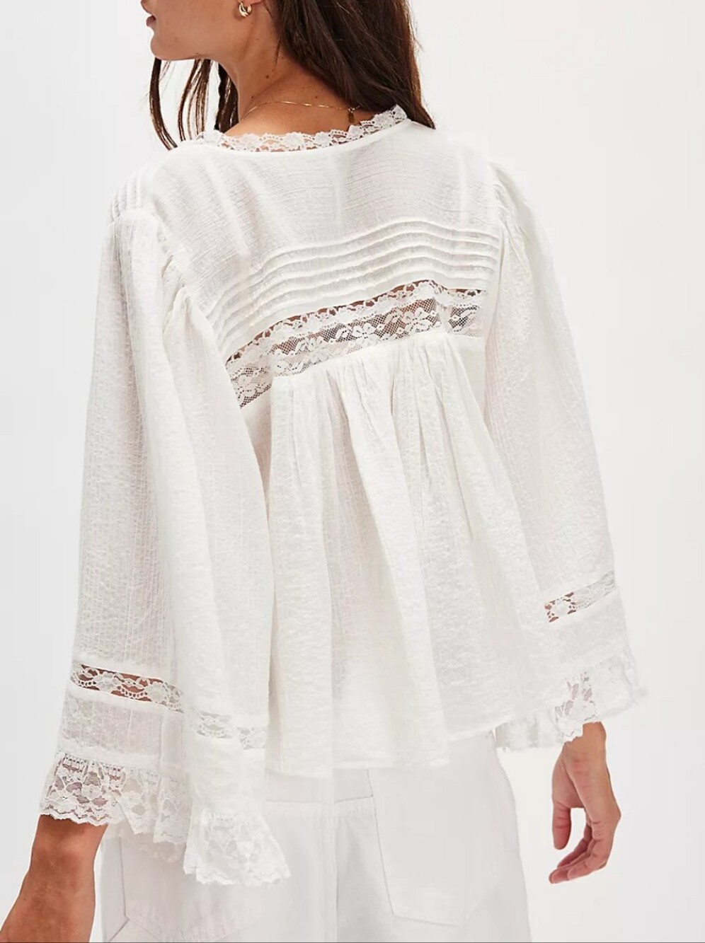 Free People Rosa Ruffle Top, Ivory - M - Picture 4 of 6